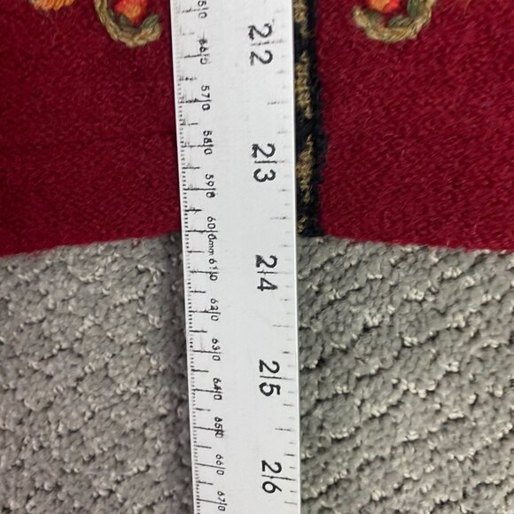 Nordic Design Full Zip Sweater Jacket Women's XL Red 100% Wool Floral Fair Isle - Picture 9 of 12